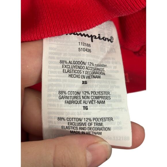 Champion Reverse Weave Warm Up Red Spellout
Crewneck Sweatshirt XL Vintage - Picture 3 of 4